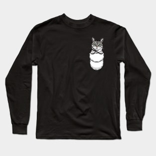 Funny American Shorthair Pocket Cat Long Sleeve T-Shirt